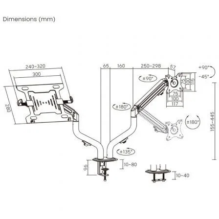 Aisens Soporte de Mesa para Portátil y Monitor/TV de 17-32 Pulgadas, Negro Aisens Soporte de Mesa para Portátil y Monitor/TV de 17-32 Pulgadas, Negro